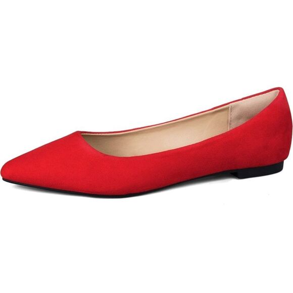 NWOB PENNYSUE  Pointed Toe Ballet Flats Casual Soft Slip On Classic Shoes Red - Picture 9 of 9